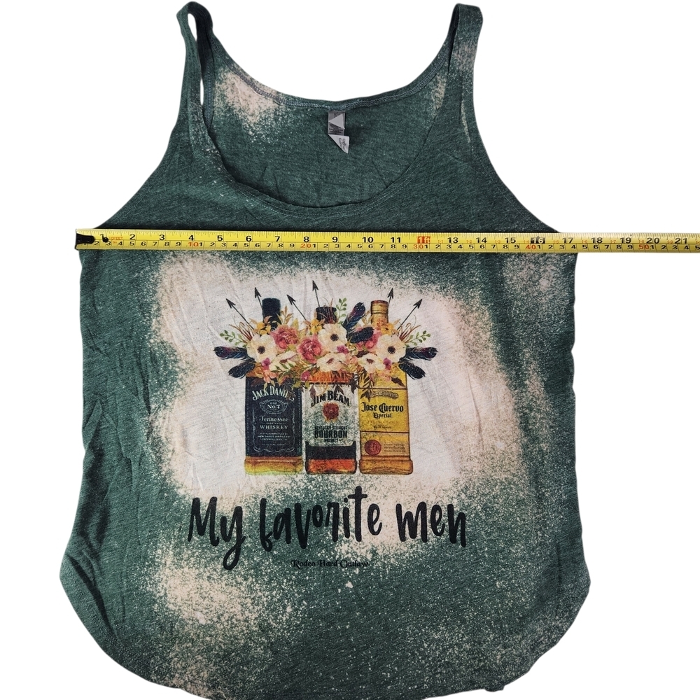 Jack Daniels Jim Beam Jose Cuervo Tank Top Women "My Favorite Men" Medium Green - Picture 12 of 14